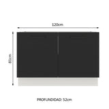 Bajo Mesada para Bacha 120 cm 2 Puertas (Sin Mesada y Bacha) Blanco/Negro Agata Madesa