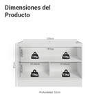 Bajo Mesada para Bacha 120 cm 2 Puertas (Sin Mesada) Blanco/Negro Lux Madesa