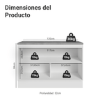 Bajo Mesada 120 cm 2 Puertas (Con Mesada) Blanco/Negro Lux Madesa