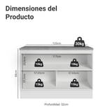 Bajo Mesada de Cocina 120 cm 2 Puetas (Con Mesada) Blanco/Negro Lux Madesa