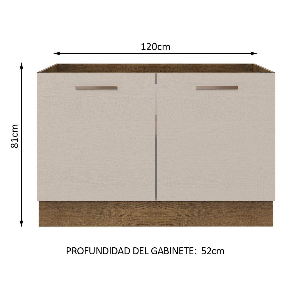 Bajo Mesada para Bacha 2 Puertas Agata Marrón/Crema