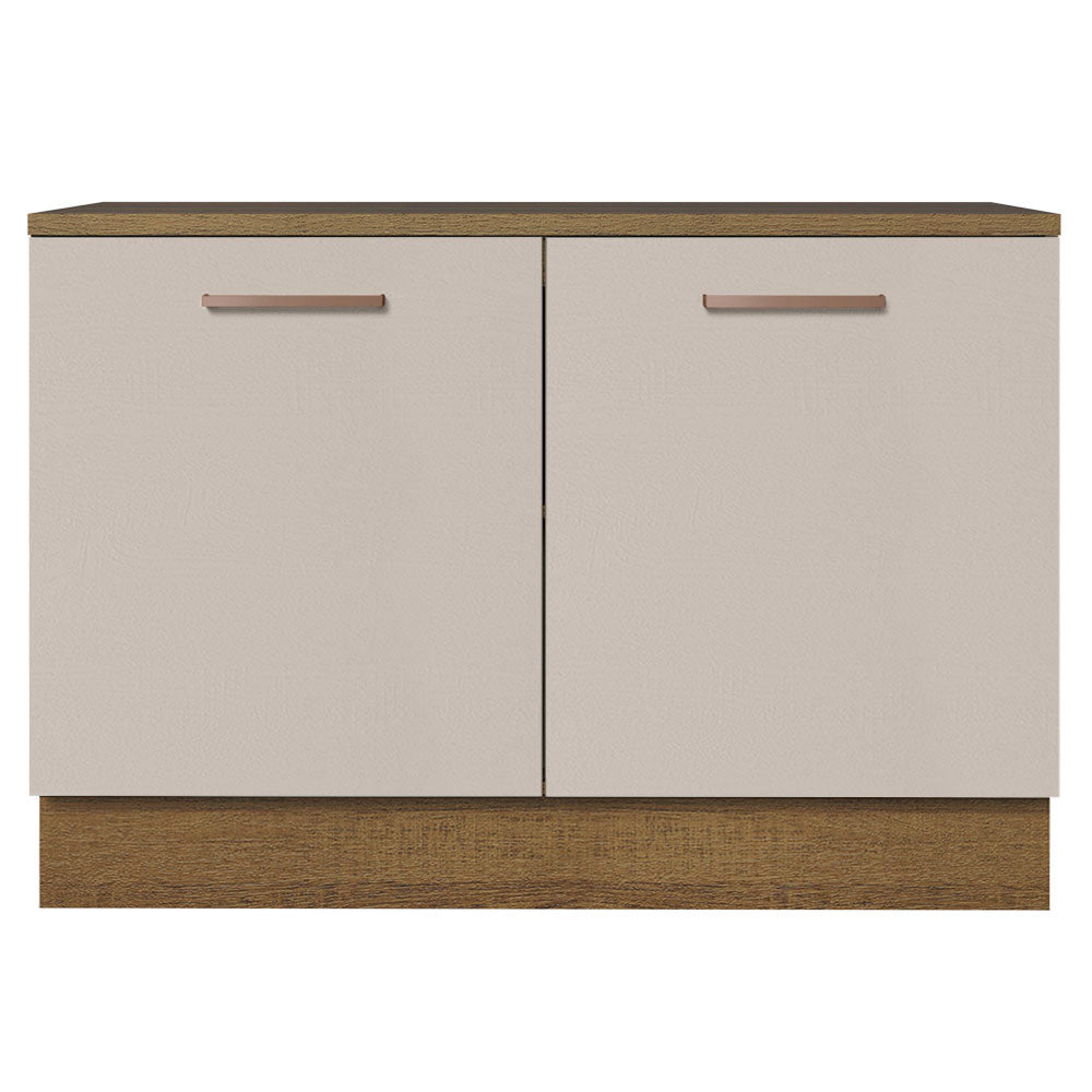 Bajo Mesada Cocina 120 cm 2 Puertas (Con Mesada) Marrón/Crema Agata Madesa