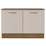 Bajo Mesada Cocina 120 cm 2 Puertas (Con Mesada) Marrón/Crema Agata Madesa