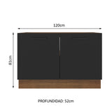 Bajo Mesada 120 cm Sin cajones 2 Puertas Agata Marrón/Negro