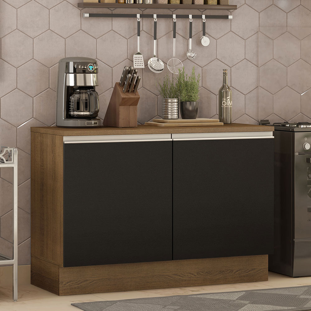 Bajo Mesada para Bacha 120 cm 2 Puertas (Con Tapa) Glamy Marrón/Negro
