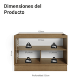 Bajo Mesada para Bacha 120 cm 2 Puetas (Sin Mesada) Marrón/Negro Lux Madesa