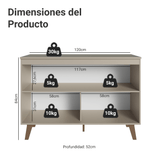 Bajo Mesada para Bacha 120 cm 2 Puertas Con Patas Nice Crema