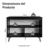 Bajo Mesada de Cocina 120 cm 2 Puertas con Patas Negro Nice Madesa