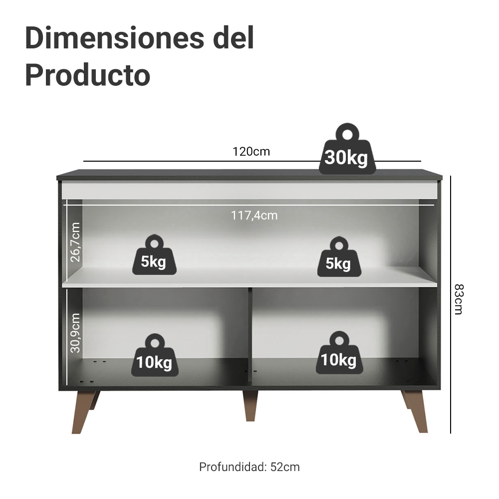 Bajo Messada para Rincón del Café Madesa Reims 2 Puertas Negro