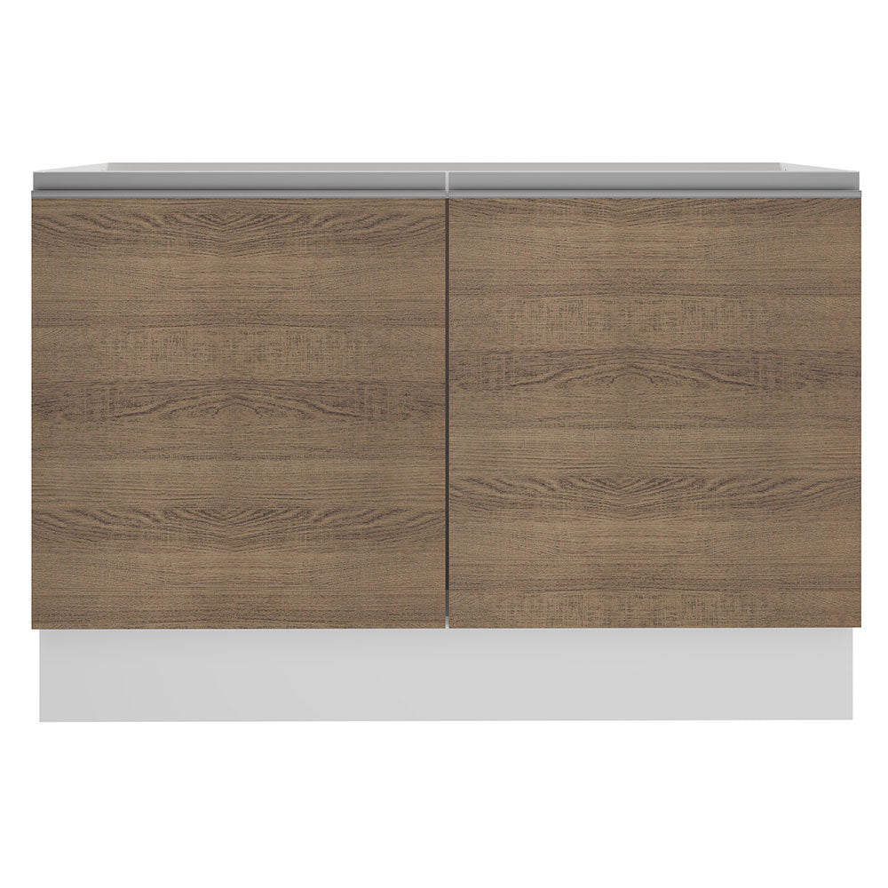 Bajo Mesada para Bacha 120 cm 2 Puertas (Sin Tapa ni Bacha) Blanco/Marrón Glamy