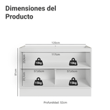 Bajo Mesada para Bacha 120 cm 2 Puetas (Sin Mesada y Bacha) Blanco/Gris Lux Madesa