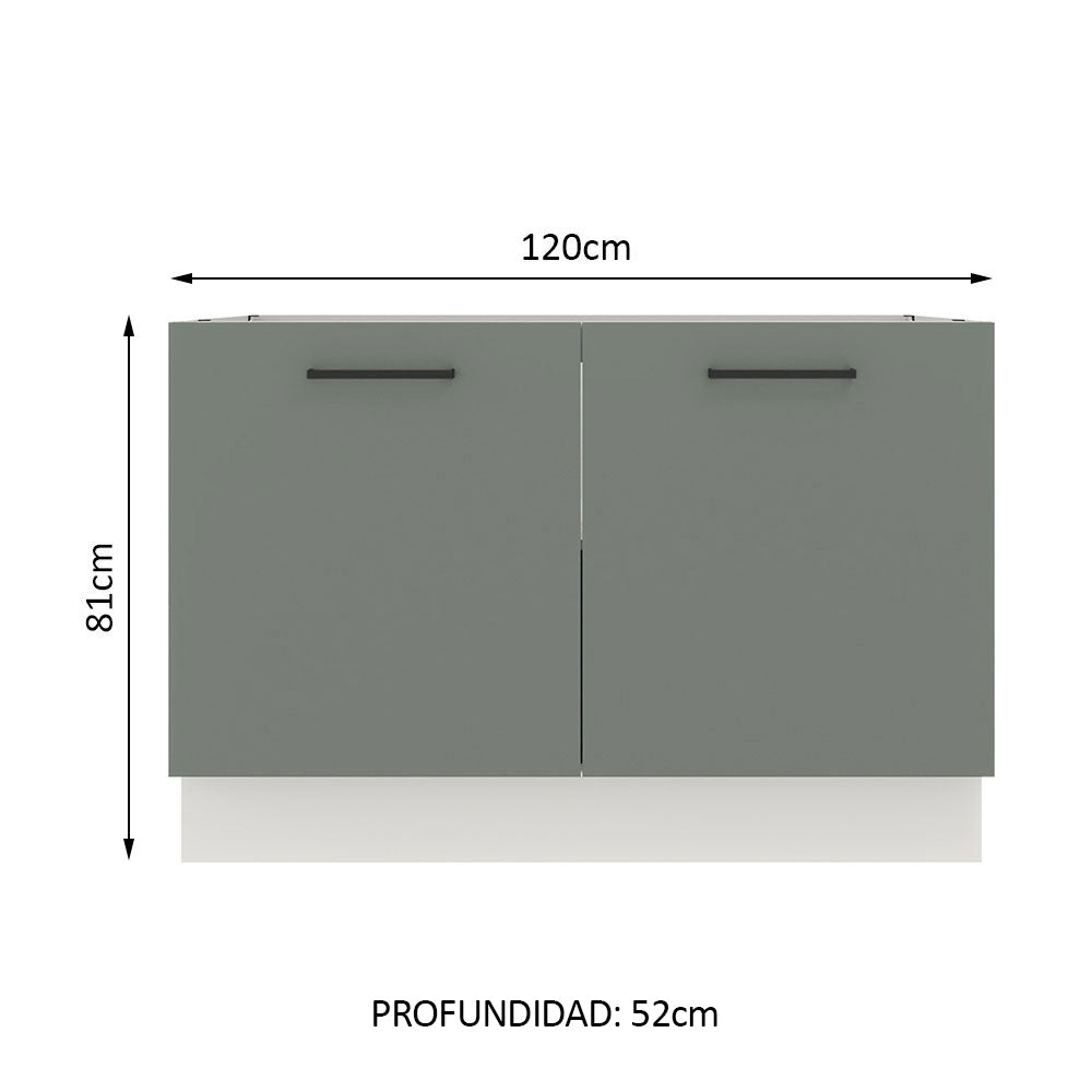 Bajo Mesada para Bacha 120 cm 2 Puertas (Sin Mesada y Bacha) Blanco/Gris Agata Madesa