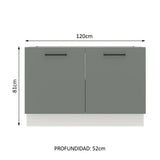 Bajo Mesada para Bacha 120 cm 2 Puertas (Sin Mesada y Bacha) Blanco/Gris Agata Madesa