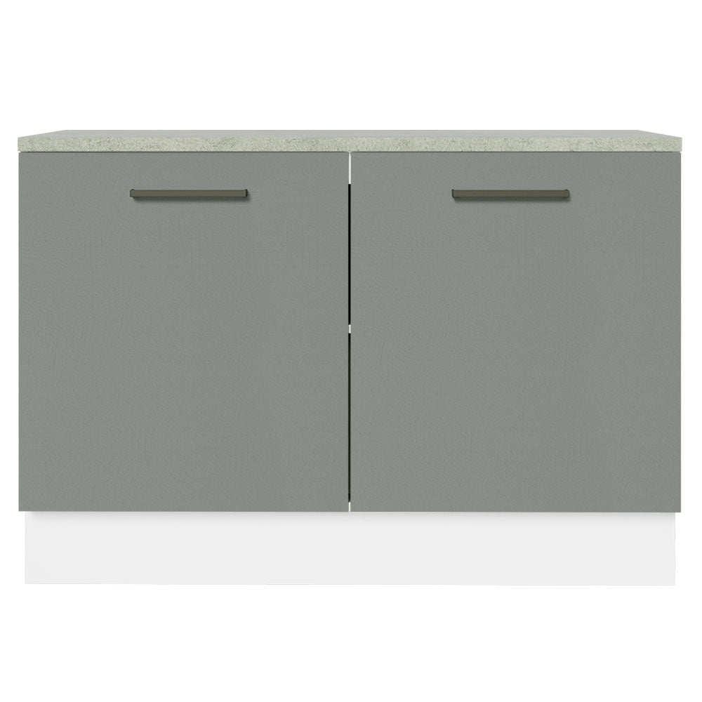 Bajo Mesada Cocina 120 cm 2 Puertas (Con Mesada) Blanco/Gris Agata Madesa