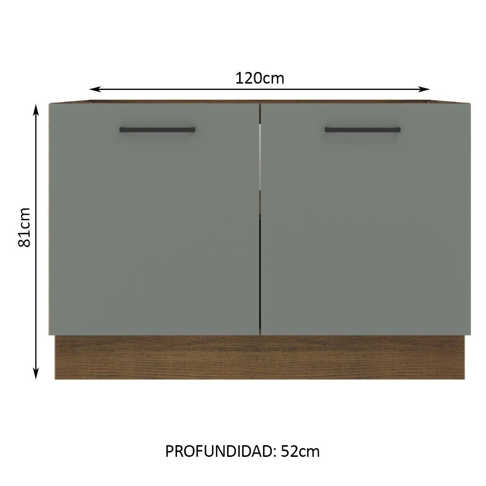 Bajo Mesada 120 cm Sin cajones 2 Puertas Agata Marrón/Gris