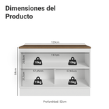 Bajo Mesada de Cocina 120 cm 2 Puertas Blanco Mesada Marrón Vik Madesa