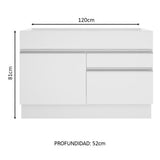 Bajo Mesada para Bacha 120 cm 1 Puerta y 2 Cajones (Sin Mesada y Bacha) Blanco Glamy Madesa