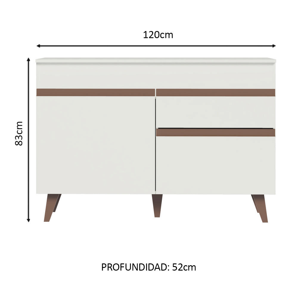 Bajo Mesada 120 cm 2 Puertas 1 Cajón con Patas Blanco Reims Madesa