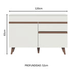 Bajo Mesada 120 cm 2 Puertas 1 Cajón con Patas Blanco Reims Madesa