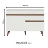 Bajo Mesada para Bacha 120 cm 2 Puertas y 1 Cajón Reims Blanco