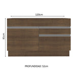 Bajo Mesada 120 x 52 cm 1 Puerta 2 Cajones Sin Mesada Marrón Glamy Madesa