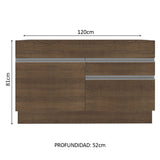 Bajo Mesada para Bacha 120 cm 1 Puerta y 2 Cajones (Sin Tapa ni Bacha) Glamy Marrón
