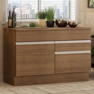 Bajo Mesada 120 cm 1 Puerta 2 Cajones Marrón Glamy Madesa