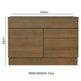 Bajo Mesada Cocina 120 cm 1 Puertas e 2 Cajones (Con Mesada) Marrón Stella Madesa