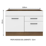 Bajo Mesada para Bacha 1 Puerta y 2 Cajones Marrón/Blanco Agata