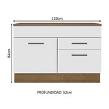 Bajo Mesada para Bacha 120 cm 1 Puerta y 2 Cajones (Con Tapa) Marrón/Blanco Agata