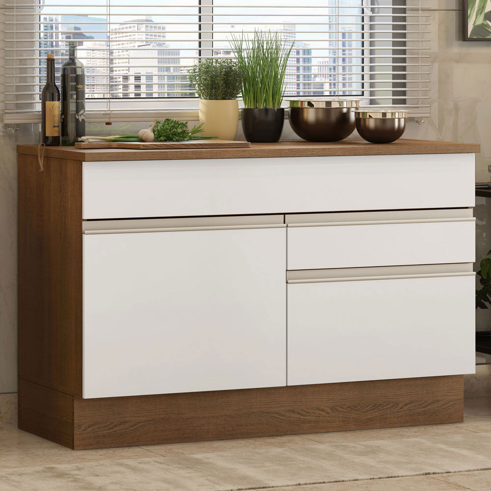 Bajo Mesada 120 x 52 cm 1 Puerta 2 Cajones Marrón/Blanco Glamy Madesa