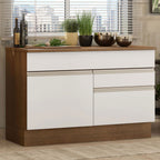 Bajo Mesada 120 x 52 cm 1 Puerta 2 Cajones Marrón/Blanco Glamy Madesa