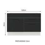 Bajo Mesada 120 x 52 cm 1 Puerta 2 Cajones Sin Mesada Blanco/Negro Agata Madesa