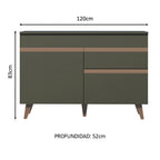 Bajo Mesada 120 cm 2 Puertas 1 Cajón con Patas Negro Reims Madesa