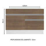 Bajo Mesada para Bacha 120 cm 1 Puerta y 2 Cajones (Sin Tapa ni Bacha) Glamy Blanco/Marrón