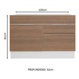 Bajo Mesada para Bacha 120 cm 1 Puerta e 2 Cajones (Sin Mesada y Bacha) Blanco/Marrón Stella Madesa