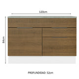 Bajo Mesada Cocina 120 cm 1 Puertas e 2 Cajones (Con Mesada) Blanco/Marrón Stella Madesa