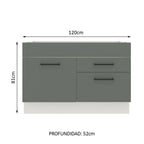 Bajo Mesada 120 x 52 cm 1 Puerta 2 Cajones Sin Mesada Blanco/Gris Agata Madesa