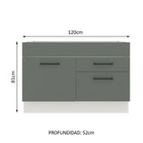 Bajo Mesada para Bacha 120 cm 2 Cajones 1 Puerta (Sin Mesada y Bacha) Blanco/Gris Agata Madesa