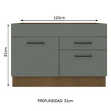 Bajo Mesada 120 cm 2 Cajones 1 Puerta Agata Marrón/Gris