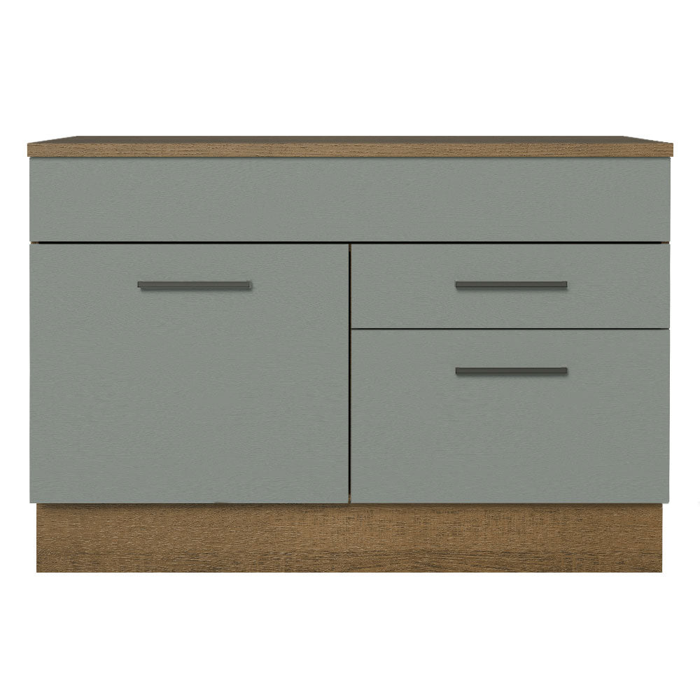 Bajo Mesada Cocina 120 cm con 1 Puerta y 2 cajones (Con Mesada) Marrón/Gris Agata Madesa