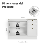 Bajo Mesada de Bacha 120 cm 2 Puertas 3 Cajones (Sin Mesada) Blanco Vik Madesa