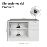 Bajo Mesada de Cocina 120 cm 2 Puertas 3 Cajones Blanco Vik Madesa
