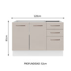 Bajo Mesada 120 x 52 cm 2 Puertas 3 Cajones Sin Mesada Blanco/Crema Agata Madesa