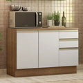 Bajo Mesada 120 x 52 cm 2 Puertas 3 Cajones Marrón/Blanco Glamy Madesa