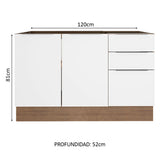 Bajo Mesada 120 cm 3 Cajones 2 Puertas Stella Marrón/Blanco