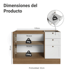Bajo Mesada 120 cm 2 Puertas 3 Cajones Sin Mesada Marrón/Blanco Vik Madesa