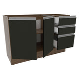 Bajo Mesada para Bacha 120 cm 2 Puertas 3 Cajones (Sin Tapa) Glamy Marrón/Negro