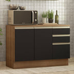 Bajo Mesada 120 x 52 cm 2 Puertas 3 Cajones Marrón/Negro Glamy Madesa