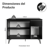 Bajo Mesada de Cocina 120 cm 3 Puertas 1 Cajón con Patas Negro Nice Madesa